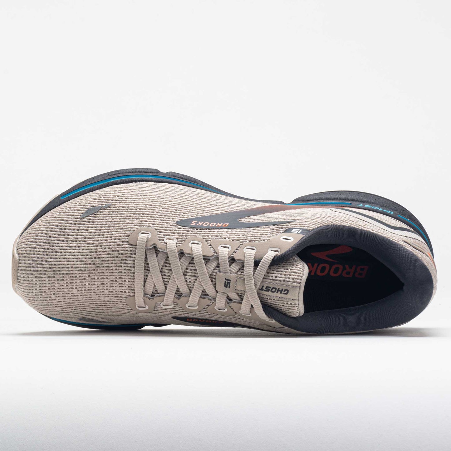 Brooks Ghost 15 Men's White Sand/Red Orange/Blue
