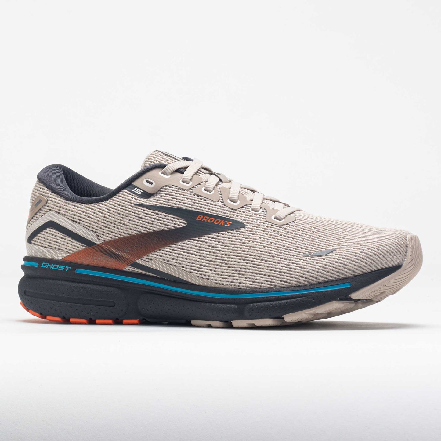 Brooks Ghost 15 Men's White Sand/Red Orange/Blue